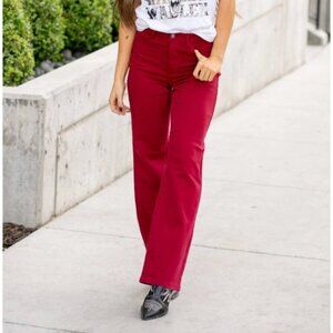 Judy Blue Jeans High Rise Tummy Control Top Skinny Scarlett Red Plus Size 14W 14